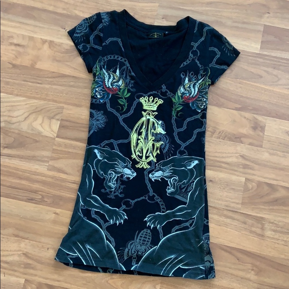 Authentic Christian Audigier Rhinestone Shirt